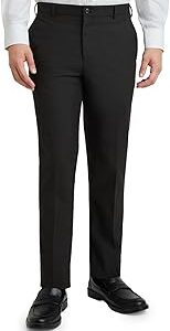 Men's Mid Rise Solid Pattern Slim Fit Polyester Blend Flat Front Formal Trouser