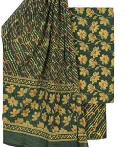 Jaipuri Block Print Unstitched Dress Material for Women with Dupatta (Printed Dress Fabric Set)