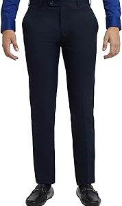 Men's Poly Viscose Blend Structure Pattern Slim Fit Flat Front Formal Trouser
