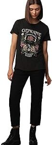 Women Graphic Printed Regular Fit Casual Black Round Neck T-Shirt