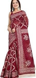 Women's Pure Cotton Saree-Batik Print Without Blouse Piece (JaipuriBatiq-0103)