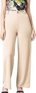 Women's High Rise Cotton Blend Relaxed Fit Trousers