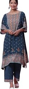 Women Teal Art Silk Kaftan Set