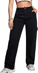 New Women Cargo Flap Pocket Denim Black Jeans | Regular Fit Jeans for Women | Jeans Pant for Women