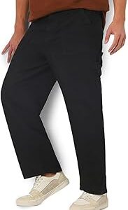 Men's Loose Baggy Fit Cargo Carpenter Jeans with 6 Pockets Non-Stretchable