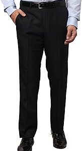 Men's Polyester Blend Solid Pattern Smart Fit Flat Front Formal Trouser