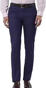 Men's Polyester Blend Solid Pattern Slim Fit Flat Front Formal Trouser