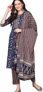 Women's Floral Straight Printed Kurta Pants With Dupatta | kurta sets for woman
