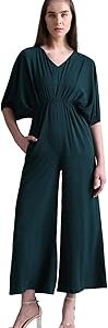 V- Neck Kimono Sleeveless Basic Jumpsuit