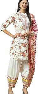 Women Yellow Cotton Straight Kurta Salwar Suit Set