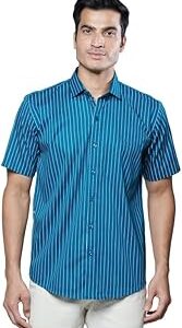 Men's Striped Half Sleeves Regular Fit Shirt | Stretchable Fabric