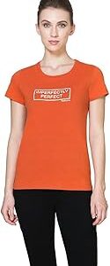 Women Lounge T-Shirt - Cotton Spandex - Round Neck, Short Sleeve, Ultra Soft, Printed_55413_Burnt Ochre_S