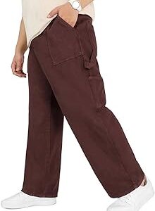 Men's Loose Baggy Fit Cargo Carpenter Jeans with 6 Pockets Non-Stretchable