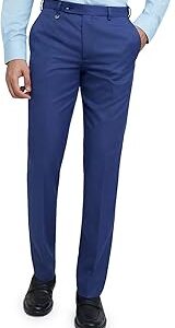Men's Polyester Blend Structure Pattern Smart Fit Flat Front Formal Trouser