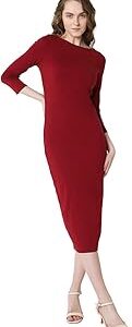 Solid Boat Neck Sheath Midi Dress