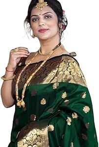 Women's Zari Woven Cotton Silk Jacquard Saree With Unstitched Blouse Material
