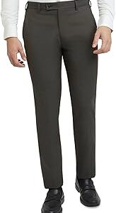 Men Slim Fit Solid Pattern Poly Viscose Blend Flat Front Formal Trouser