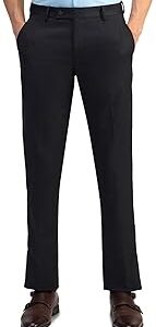 Men's Grey Textured Mid Rise Polyester Button Tapered Fit Flat Front Slant Pocket Trousers
