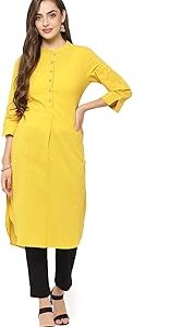Women Navy Cotton Yarndyed Kurta