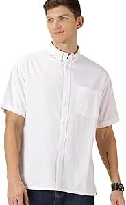 Men's | Solid | Half Sleeve | Oversized Fit | 100% Cotton | Button Down | Single Pocket | Casual Shirt