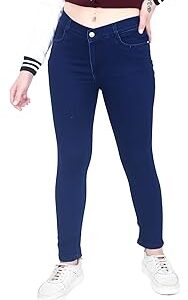 High Waist Skinny Fit Jeans for Women, Girls- Slim and Stretchable Denim Trousers with Single Button and Ankle Length - Perfect for Regular Wear!