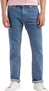 Mid Wash Cotton Blend Slim Fit Men's Jeans