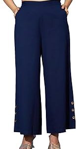 Women Mid Rise Mid-Rise Partially Elasticated Waist Opaque Wide Leg Palazzos
