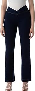 Women's Flared Pull-on Jeans - Mid-Rise| Enzyme Wash | Slant Waistband | Jeans for Women