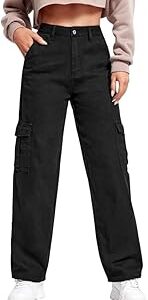 Womens Cargo Baggy Soild Regular fit Jeans