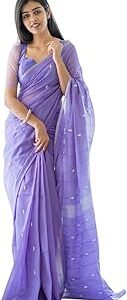 Women's Kanjivaram Soft Cotton Linen Silk Saree With Blouse Piece
