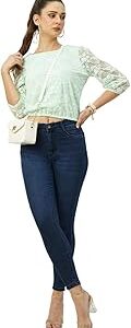 Women's Cotton Blend Skinny Fit High-Rise Ankle Length Jeans (WFCA-317)
