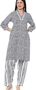 Women Navy Modal Straight Kurta Cross Yoke Salwar Suit Set