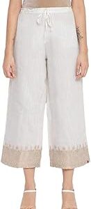 Women Off White Art Silk Palazzo