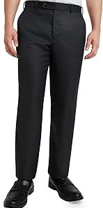 Men's Regular Fit Structure Pattern Poly Viscose Blend Flat Front Formal Trouser