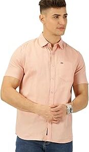 Men's | Solid | Half Sleeve | Slim Fit | Linen Blend | Spread Collar | Casual Shirt