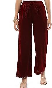 Women Maroon Velvet Palazzo