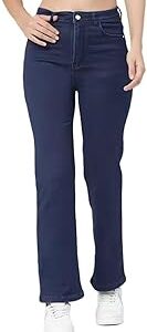 Women's High Rise Full Length Straight Fit Stretchable Jeans || Straight Fit Jeans for Women || Wide Leg Jeans for Women ||Bell Bottom Jeans for Women