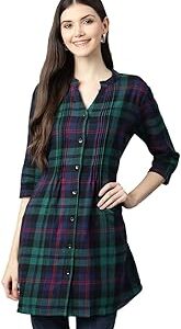 Women's Plaid Check Print Tunic
