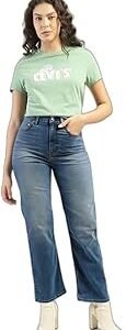 Women's High Rise Ribcage Slim Straight Fit Light Blue Jeans