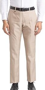 Men's Polyester Blend Solid Pattern Smart Fit Flat Front Formal Trouser