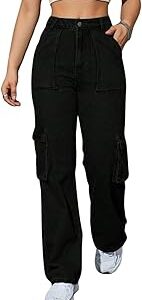 Women?S Cargo Flap Pocket Jeans | Regular Fit Jeans for Women | Jeans Pant for Women - High-Waisted Utility Denim for Everyday Style
