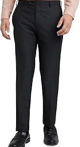 Men Slim Fit Stripe Pattern Poly Viscose Blend Pleatless Formal Trouser