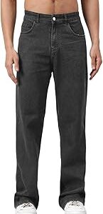 Men's Mid Rise Solid Button Straight Fit Jeans