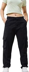 Women's Solid Regular Fit Cotton Blend Cargo Pants| Regular Fit Cargo Pants | Classic Style | Utility Pockets | All-Day Comfort