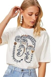 Stylish Vintage Print Womens Oversized Tshirt | Comfortable Graphic Tops and Tshirt for Women and Girls