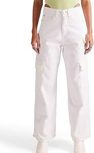 Solid Women and Girls Wide Leg Fit Cargo Jeans