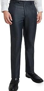 Men's Slim Fit Stripe Pattern Polyviscose Blend Flat Front Formal Trouser
