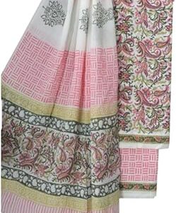 Block Print Style Unstitched Cotton Salwar Suit Dress Material for Women