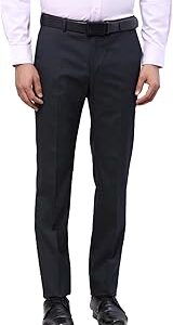 Men Slim Fit Checks Pattern Poly Viscose Blend Flat Front Formal Trouser