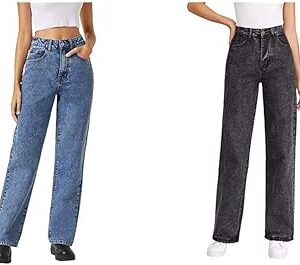 Women High Rise Relaxed Fit Cotton Lycra Blend Ankle Length Jeans Pack of 2